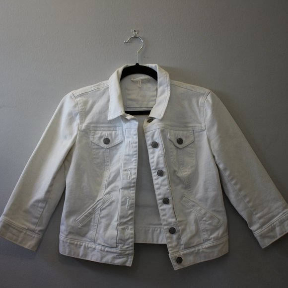 petite white denim jacket womens